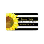 Bold Stripes Waterverf Sunflower Wedding Etiket (Voorkant)