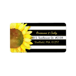 Bold Stripes Waterverf Sunflower Wedding Etiket