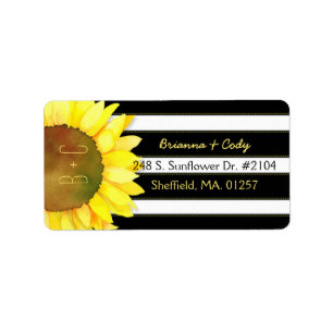Bold Stripes Waterverf Sunflower Wedding Etiket