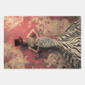 Bold Stripes Zebra Print Dark Circus Damask Patina Inpakpapier Vel (Voorkant)