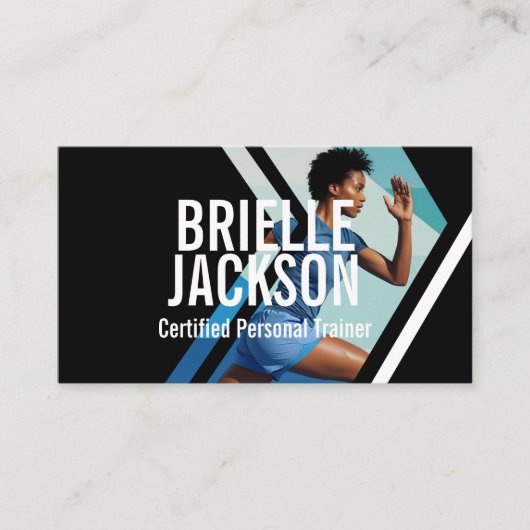 Bold Strong Modern Personal Trainer Fitness Photo Visitekaartje (Voorkant)