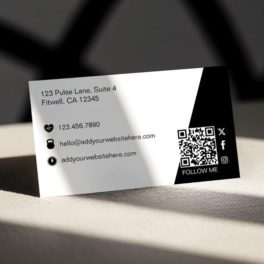 Bold Strong Modern Personal Trainer Fitness Photo Visitekaartje