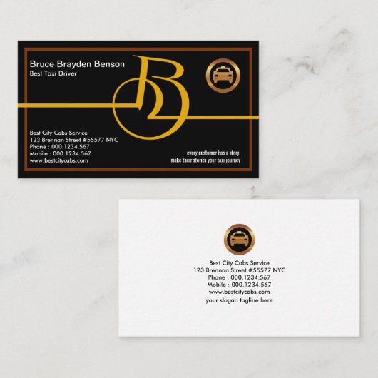 Bold Stylish Monogram Letter-B Best Taxi Service Visitekaartje (Voorkant / Achterkant)