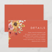 Bold Summer Floral Modern Wedding Details Informatiekaartje (Voorkant / Achterkant)