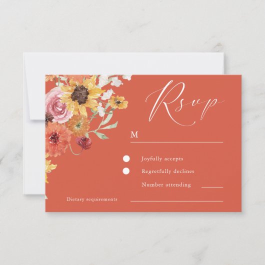 Bold Summer Floral Modern Wedding RSVP Kaartje (Voorkant)