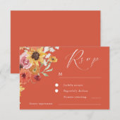 Bold Summer Floral Modern Wedding RSVP Kaartje (Voorkant / Achterkant)