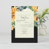 Bold Summer Sunflower Black Vrijgezellenfeest Invi Kaart (Staand voorkant)