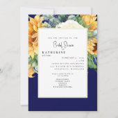 Bold Summer Sunflower Navy Vrijgezellenfeest Foto Kaart (Voorkant)