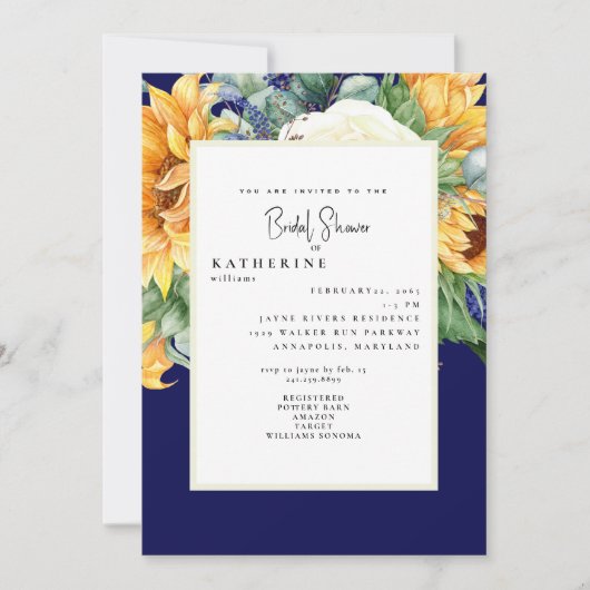 Bold Summer Sunflower Navy Vrijgezellenfeest Foto Kaart (Voorkant)