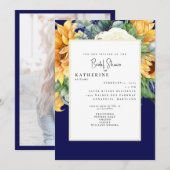 Bold Summer Sunflower Navy Vrijgezellenfeest Foto Kaart (Voorkant / Achterkant)