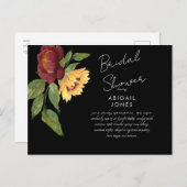 Bold Sunflower Black Bridal Shower Invitation Briefkaart (Voorkant / Achterkant)