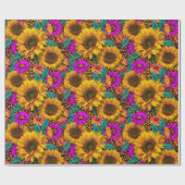 Bold Sunflower & Leopard Wrapping Paper Cadeaupapier (Vlak)