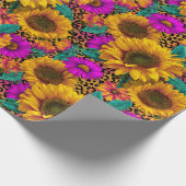 Bold Sunflower & Leopard Wrapping Paper Cadeaupapier (Hoek)