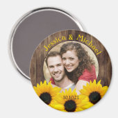 Bold Sunflower Wood Foto Weddenschap Save the Date Magneet (Voorkant / Achterkant)