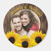 Bold Sunflower Wood Foto Weddenschap Save the Date Magneet (Voorkant)