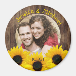 Bold Sunflower Wood Foto Weddenschap Save the Date Magneet