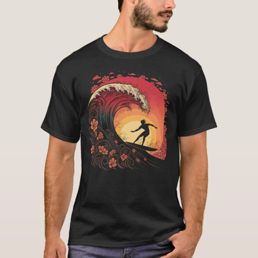Bold Surfer Silhouette Wave Rider Tee T-shirt (Voorkant)
