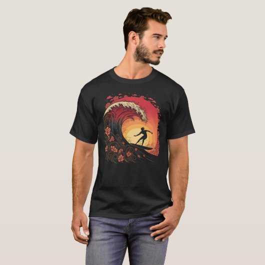 Bold Surfer Silhouette Wave Rider Tee T-shirt (Voorkant volledig)