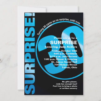 Bold Surprise Birthday Invitation - Blue 30th Kaart
