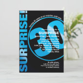 Bold Surprise Birthday Invitation - Blue 30th Kaart (Staand voorkant)