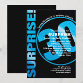 Bold Surprise Birthday Invitation - Blue 30th Kaart (Voorkant / Achterkant)