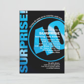 Bold Surprise Birthday Invitation - Blue 40th Kaart (Staand voorkant)