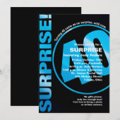 Bold Surprise Birthday Invitation - Blue 40th Kaart (Voorkant / Achterkant)