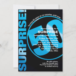 Bold Surprise Birthday Invitation - Blue 50th Kaart