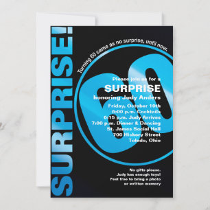 Bold Surprise Birthday Invitation - Blue 60th Kaart