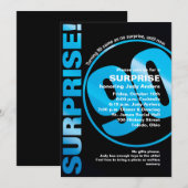 Bold Surprise Birthday Invitation - Blue 90th Kaart (Voorkant / Achterkant)