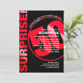 Bold Surprise Birthday Invitation - Red 50th Kaart (Staand voorkant)