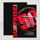 Bold Surprise Birthday Invitation - Red 50th Kaart (Voorkant / Achterkant)