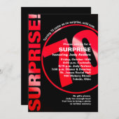 Bold Surprise Birthday Invitation - Red 70th Kaart (Voorkant / Achterkant)