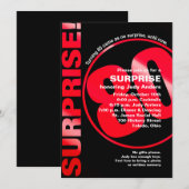 Bold Surprise Birthday Invitation - Red 80th Kaart (Voorkant / Achterkant)