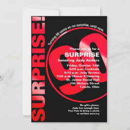 Bold Surprise Birthday Invitation - Red 90th Kaart