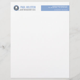BOLD TANDARTS LETTERHEAD :: moderne tand logo azur Gepersonaliseerd Briefhoofd