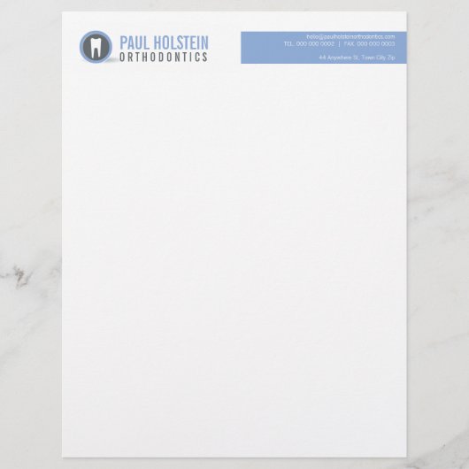 BOLD TANDARTS LETTERHEAD :: moderne tand logo azur Gepersonaliseerd Briefhoofd (Voorkant)