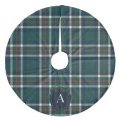 Bold Tartan Plaid Monogram Christmas Tree Skirt Fleece Kerstboom Rok (Voorkant)