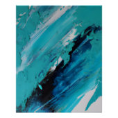 Bold Teal Blue Abstract Energy Flow Perfect Poster (Voorkant)