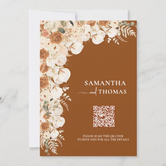 Bold Terracotta Boho Bohemian Fall Wedding Kaart (Achterkant)