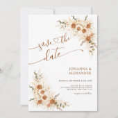 Bold Terracotta Boho Bohemian QR Code Huwelijk Save The Date (Voorkant)