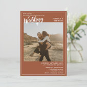 Bold terracotta bruiloft script foto Qr code Kaart (Staand voorkant)