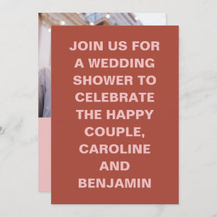 Bold Terracotta en Blush Photo Couples Shower Kaart