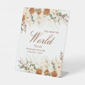 Bold Terracotta Floral “Around the World” Sign Reclamebord Met Voetstuk (Voorkant)