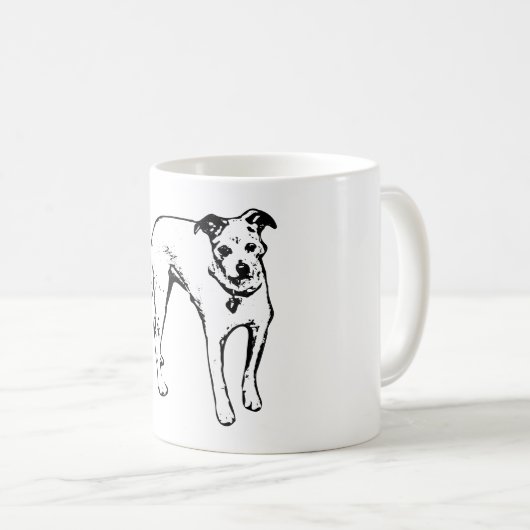Bold Terrier Mix Portret Mok (Voorkant rechts)