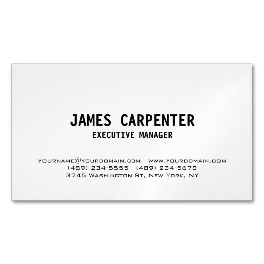 Bold Text Black White — uniek, modern, professione Magnetisch Visitekaartje (Voorkant)