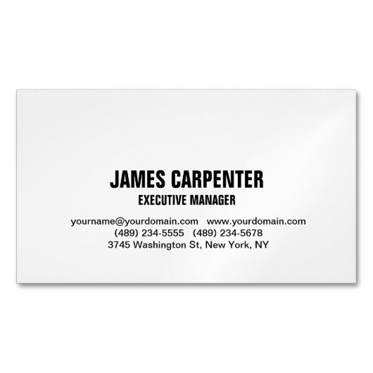 Bold Text Black White — uniek, modern, professione Magnetisch Visitekaartje (Voorkant)