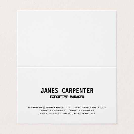 Bold Text Black White — uniek, modern, professione Visitekaartje (Buitenkant ongevouwen)