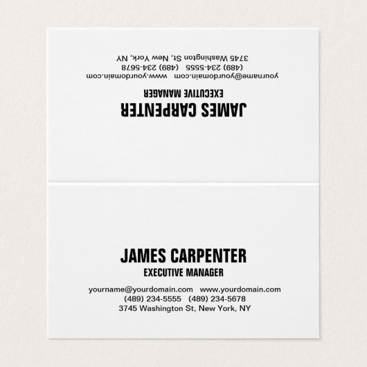 Bold Text Black White — uniek, modern, professione Visitekaartje (Buitenkant ongevouwen)