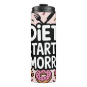Bold Text Diet Starts Tomorrow Surrounded by Food Thermosbeker (Voorkant)